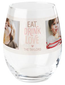 Eat Drink Love Enjoy Printed Wine Glass